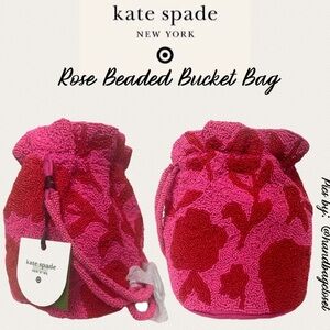 Kate Spade X Target Rose Pink & Orange Beaded Drawstring Bucket Bag